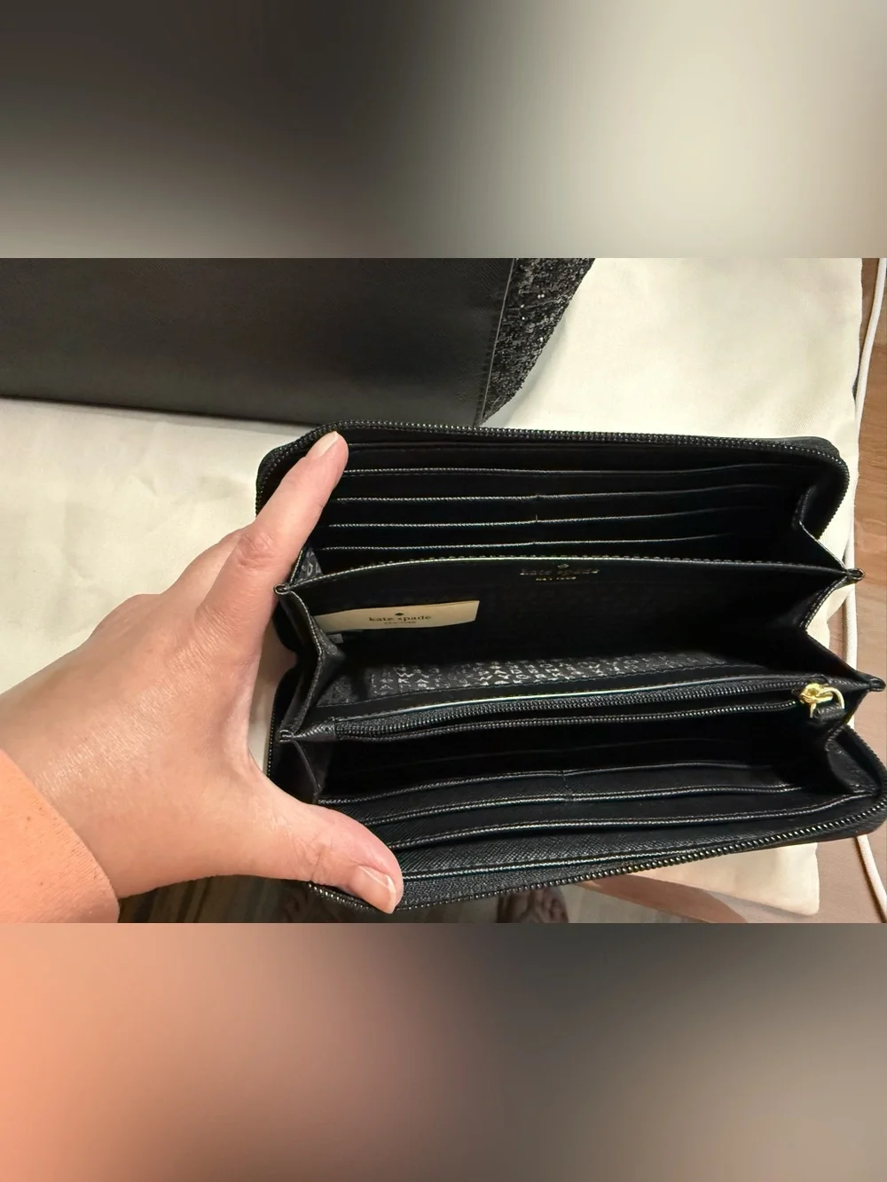 Kate Spade Black Sparkle Tote with Matching Wallet and Dust Bag - Picture 13 of 13